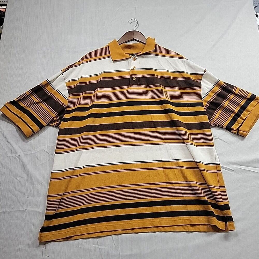 Vintage Old Skool Polo Shirt Men 3XL Short Sleeve Urban Street Ware 90's Gold